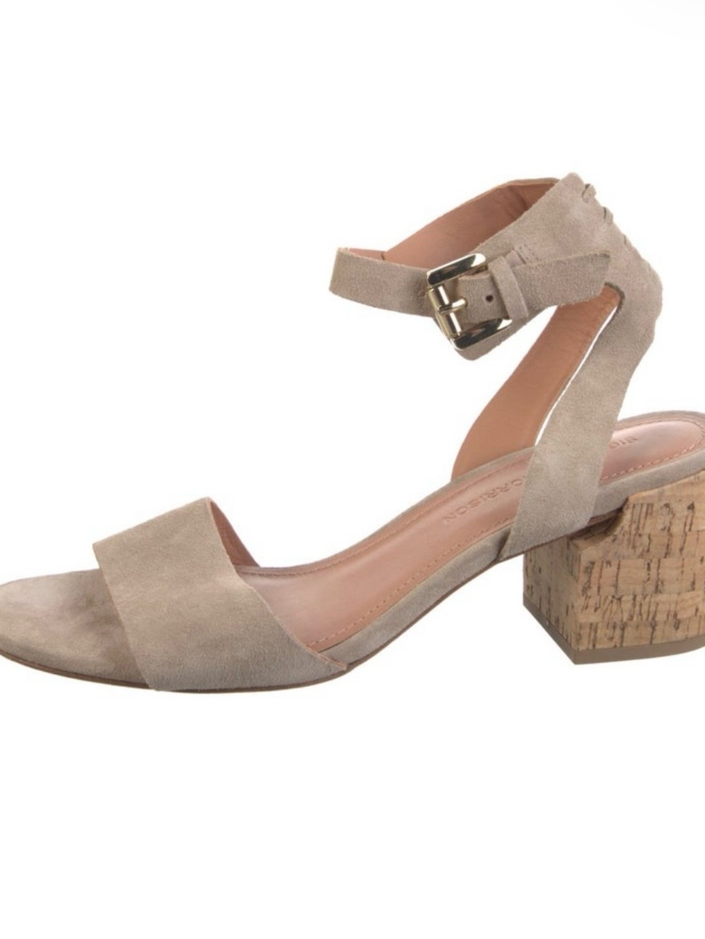 Sigerson Morrison  Suede Ankle-Strap Block Heel Sandals - Taupe size 8